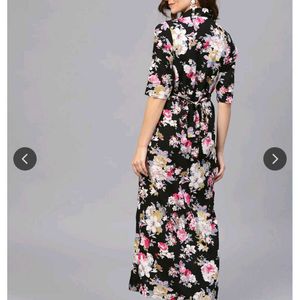 Floral Print Slit Maxi Dress