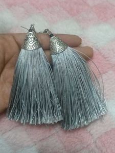 Silver Tassel Drop Earrings