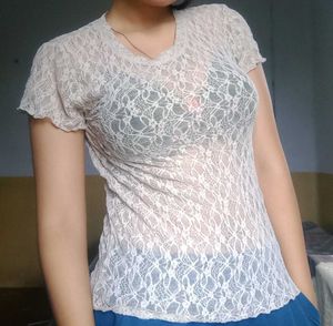 Rio Grey Transperant Lace Top