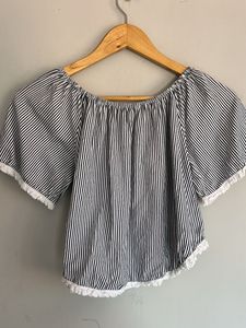 Striped Off-Shoulder Crop Top