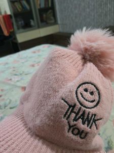 Pink  woollen cap
