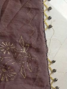 Brown Chiffon Dupatta With Hanging