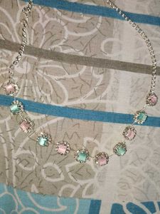 Pastel  Stone Choker Silver Necklace