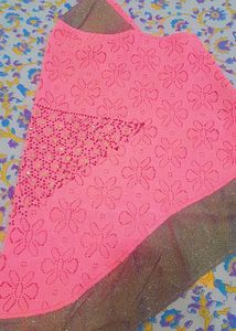 Pink Floral Embellished Hijab.
