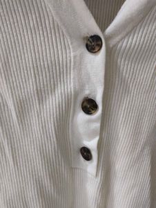 H&amp;M White Old Money Ribbed Top