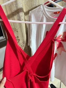 Zara Red V Neck Maxi Dress Authentic