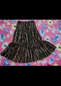 Multi-colored Stripped Pleated Skirt