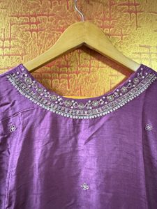 Purple hand work Kurta