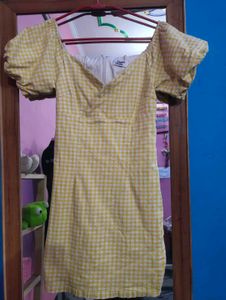 Yellow gingham mini dress