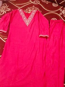Pink Embroidered warm Kurta Set