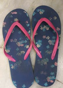 Floral Navy Flip Flops