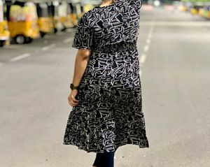 Abstract Print Tiered Dress