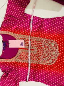 Libas Pink Embroidered  Kurta Set