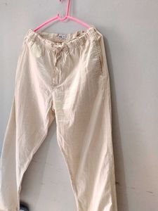 Zara Cream Cotton Pant For Men