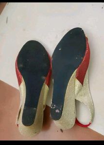 Red &amp; White Slingback Flats