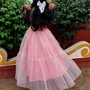 Pink Tulle Tiered Maxi Dress