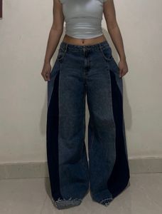 Unique Two-Tone Wide Leg Jeans