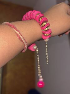 Pink &amp; Gold Beaded Bracelet