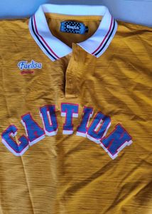 Vintage Caution Graphic Polo Shirt