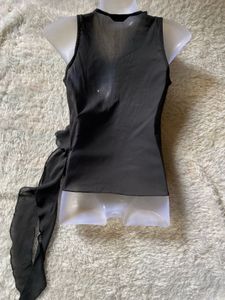 Y2K Black Ruffle Top