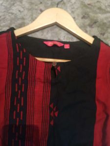 MORPANKH Black And Red Kurti, Size-S