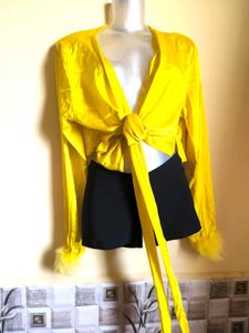BOGO🎁Buy One Get 1 Free🎁Yellow Tie-Front Top