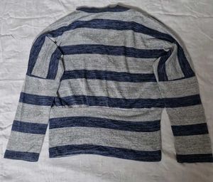 Striped Grey And Blue Top