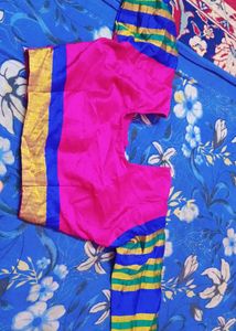 Elegant Pink &amp; Blue Saree