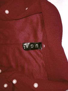 Burgundy Pearl Embellished Blazer