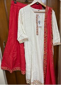 🆕3pc Cotton Sharara Suit Set With Dupatta