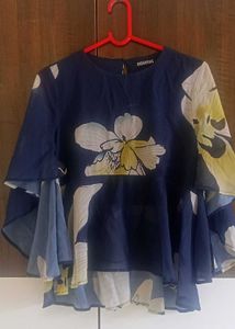 Floral Print Top with Layered Sleeves