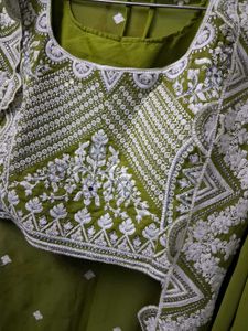 Elegant Green Dhoti Pant Set 40 size side jib adju