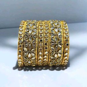 Gold & Crystal Bangles - Set of 6