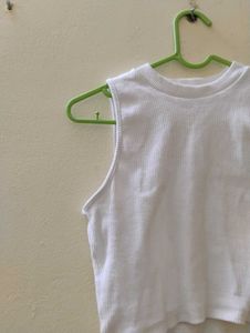 White Ribbed Crop Top