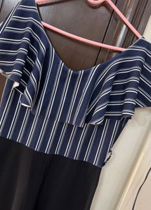 Striped Jumpsuit with Ruffle Detail