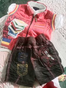 Kids Set Cotton Shirt, Shorts &amp; Jacket