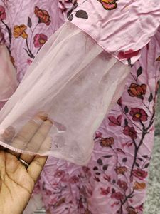Pink Floral Print Kurta Pajama Set