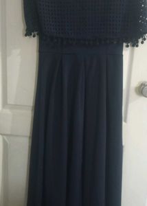 Navy Blue PomPom Dress