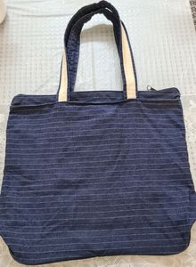 Striped Blue Denim Bag for a smart look