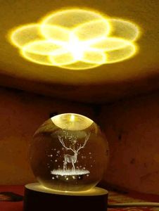 3D Galaxys Deer Crystal Ball Night Lamp,Solar Syst