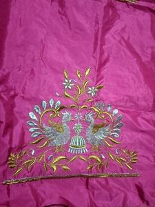 Elegant peacock design Pink Embroidered Blouse Pie