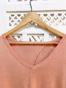 Peach V Neck Loose Knit Top B