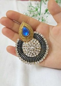 Rhinestone &amp; Blue Gem Brooch