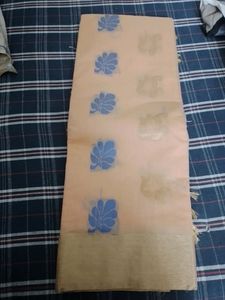 Paper Silk Peach Saree With Zaree Border Unused