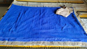 Blue And Golden Sari With Blouse