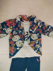 Boy Tshirt With Attached Coat And Pant Set.