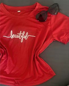 Red &#39;Beautiful&#39; Graphic Tee