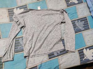 Gray Ruffle Sleeve Top