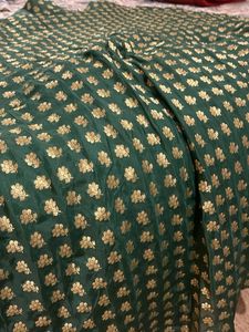 Elegant Green &amp; Gold Ballerina-Style Lehenga