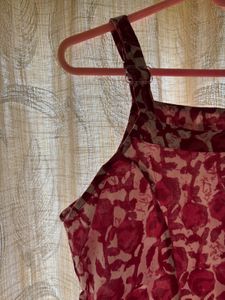 Red Floral Print Kurta